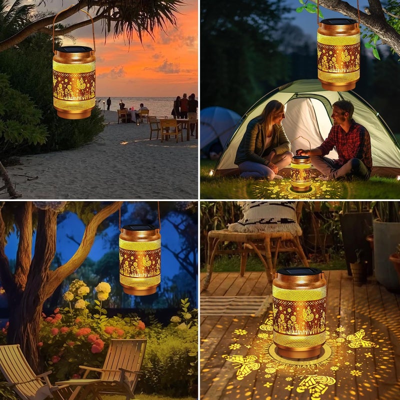 EDOF Butterfly Solar Lanterns Outdoor Waterproof Lights,Hanging Solar Lights Butterfly Christmas Decorations Gifts for Women Grandma,Hollowed-Out Metal Lantern for Garden Decor Yard,Patio,Backyard,Porch - Image 4